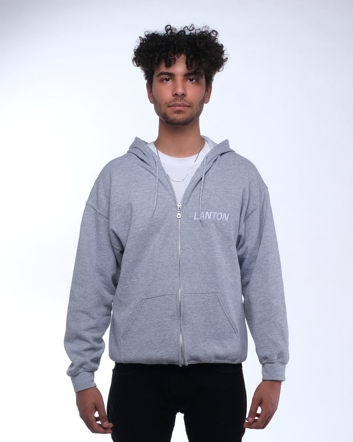 Oversized Zipper "White Grey"